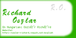 richard oszlar business card